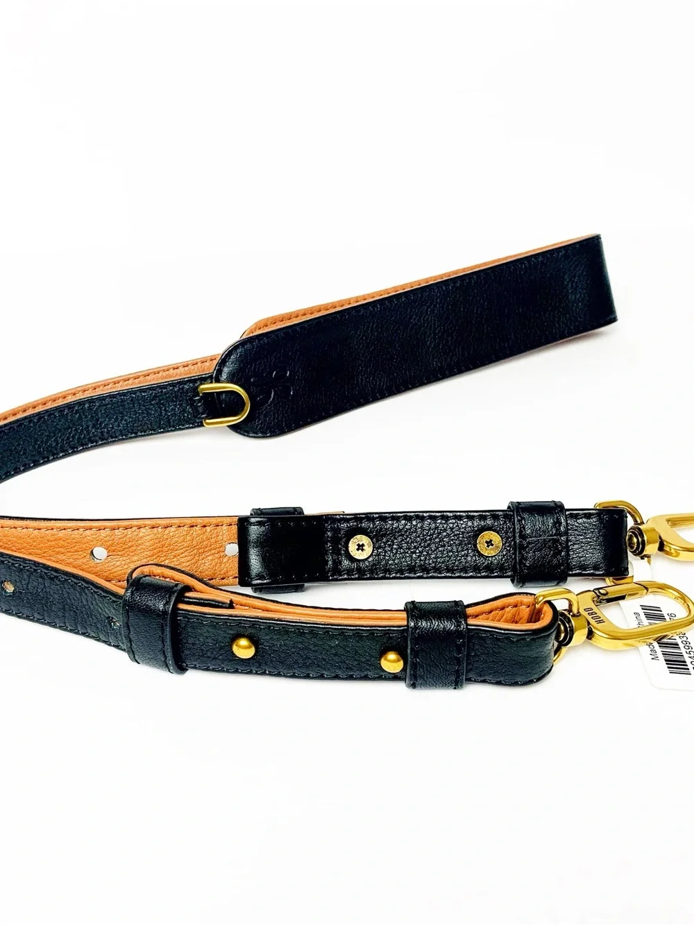 HOBO Black Leather Shoulder Strap with Tan Lining and Gold Hardware